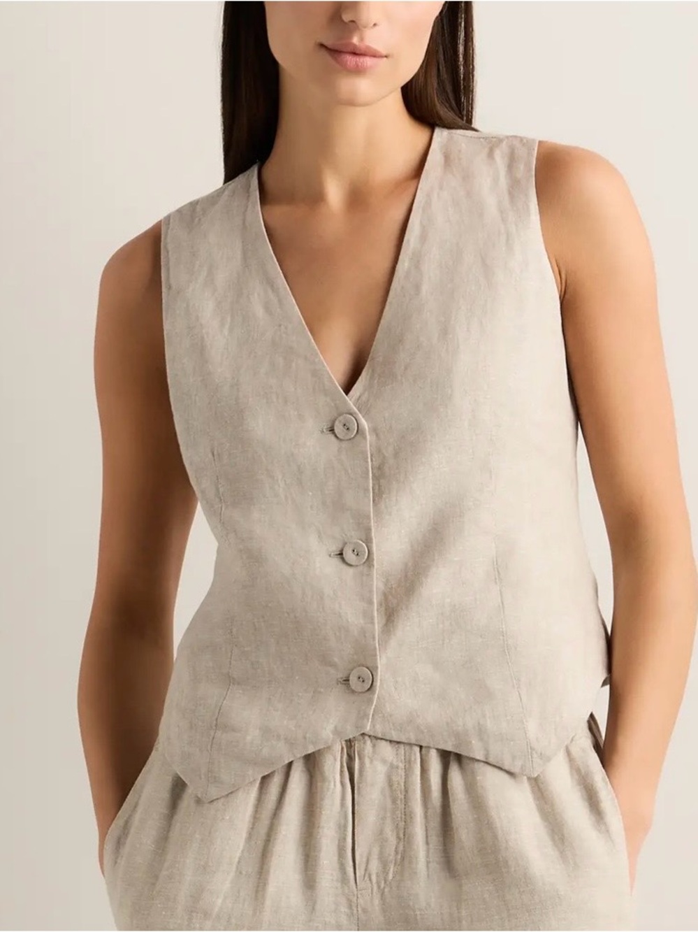 quince 100% european linen vest in flax
